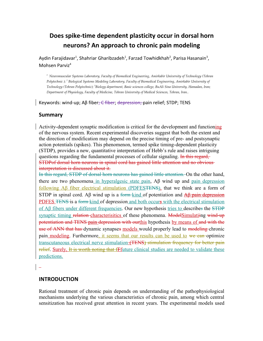 Does Spike-Time Dependant Plasticity Occurs in Dorsal Horn Neurons