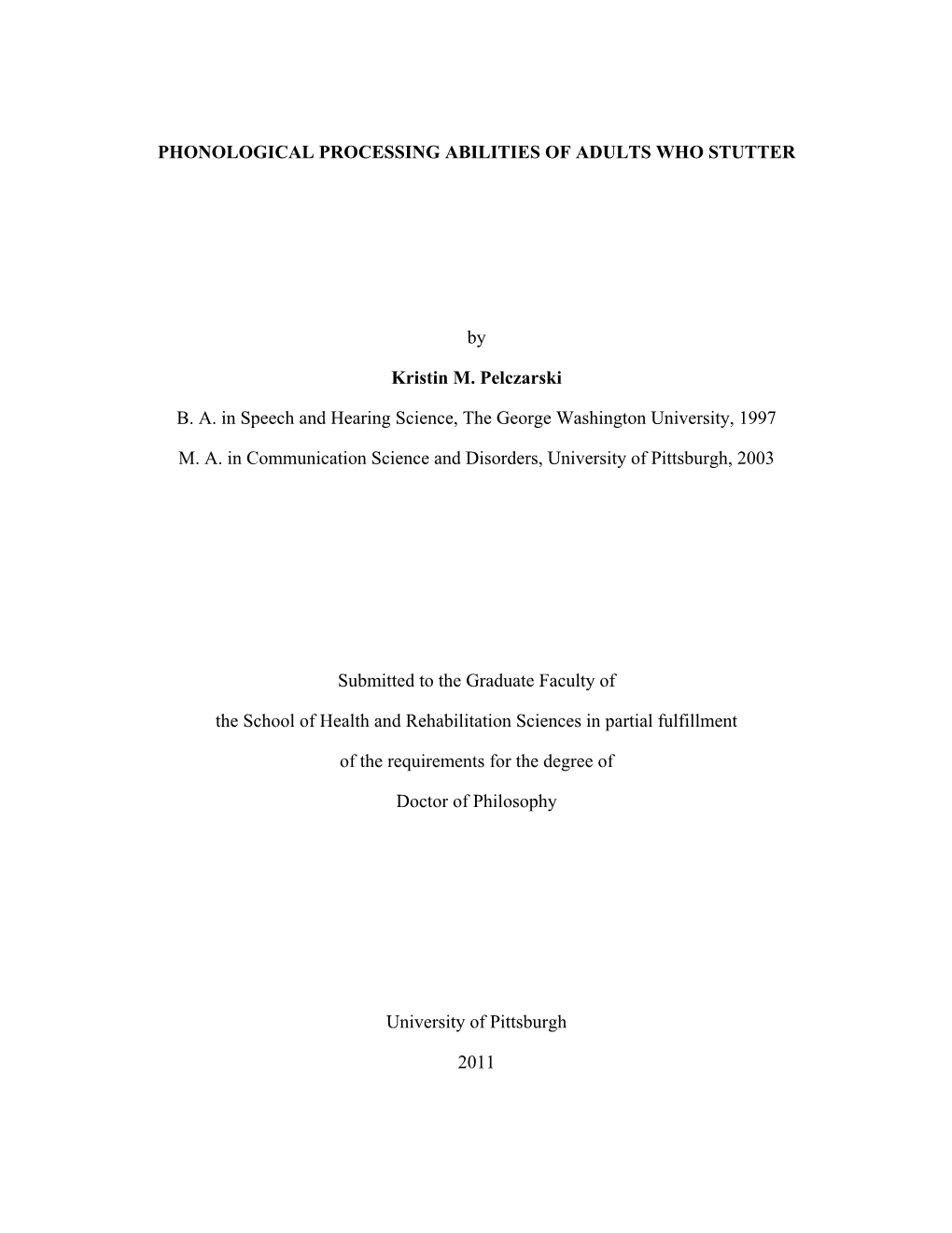 Phonological Processing Abilities of Adults Who Stutter