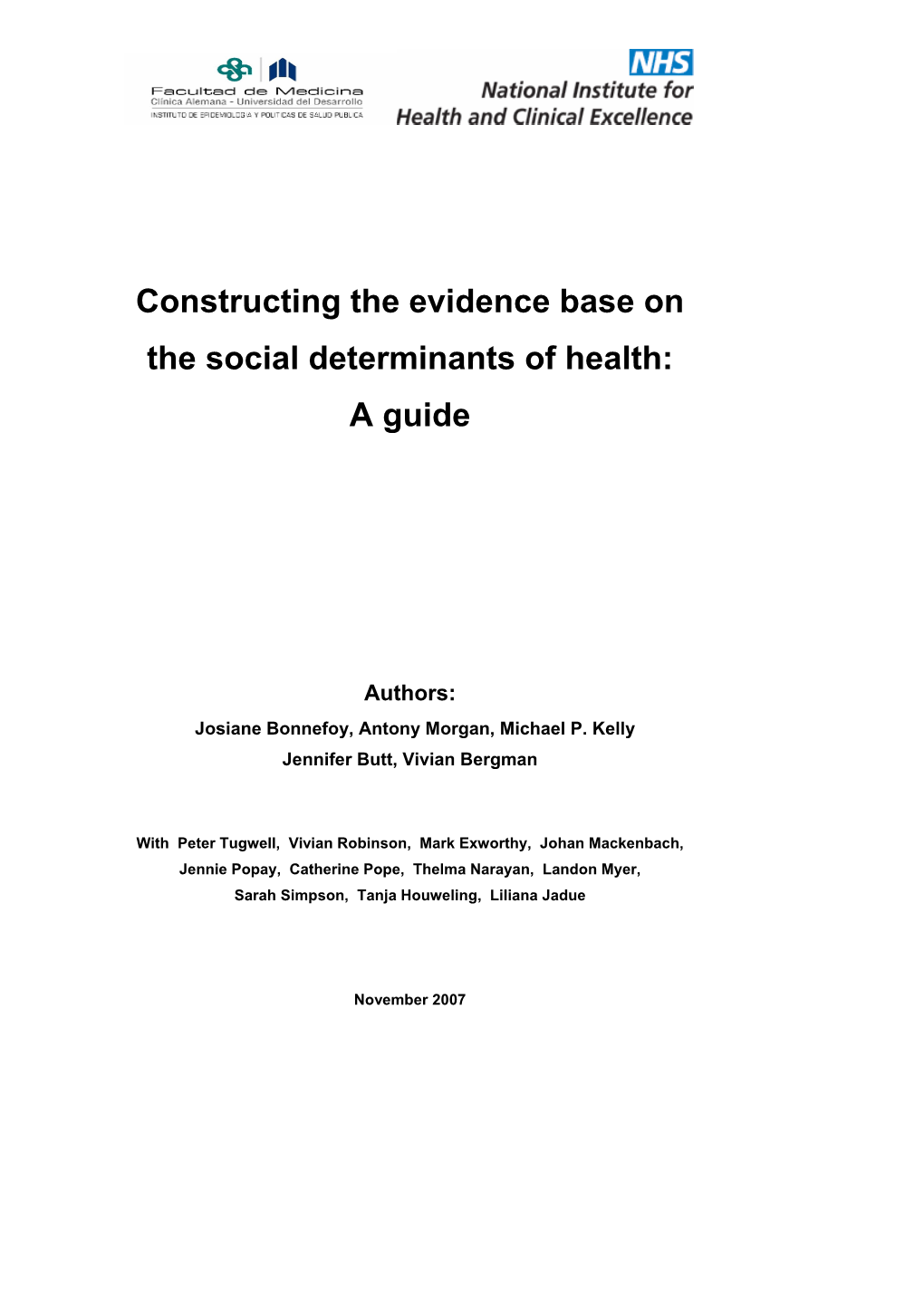 Constructing the Evidence Base on the Social Determinants of Health: a Guide