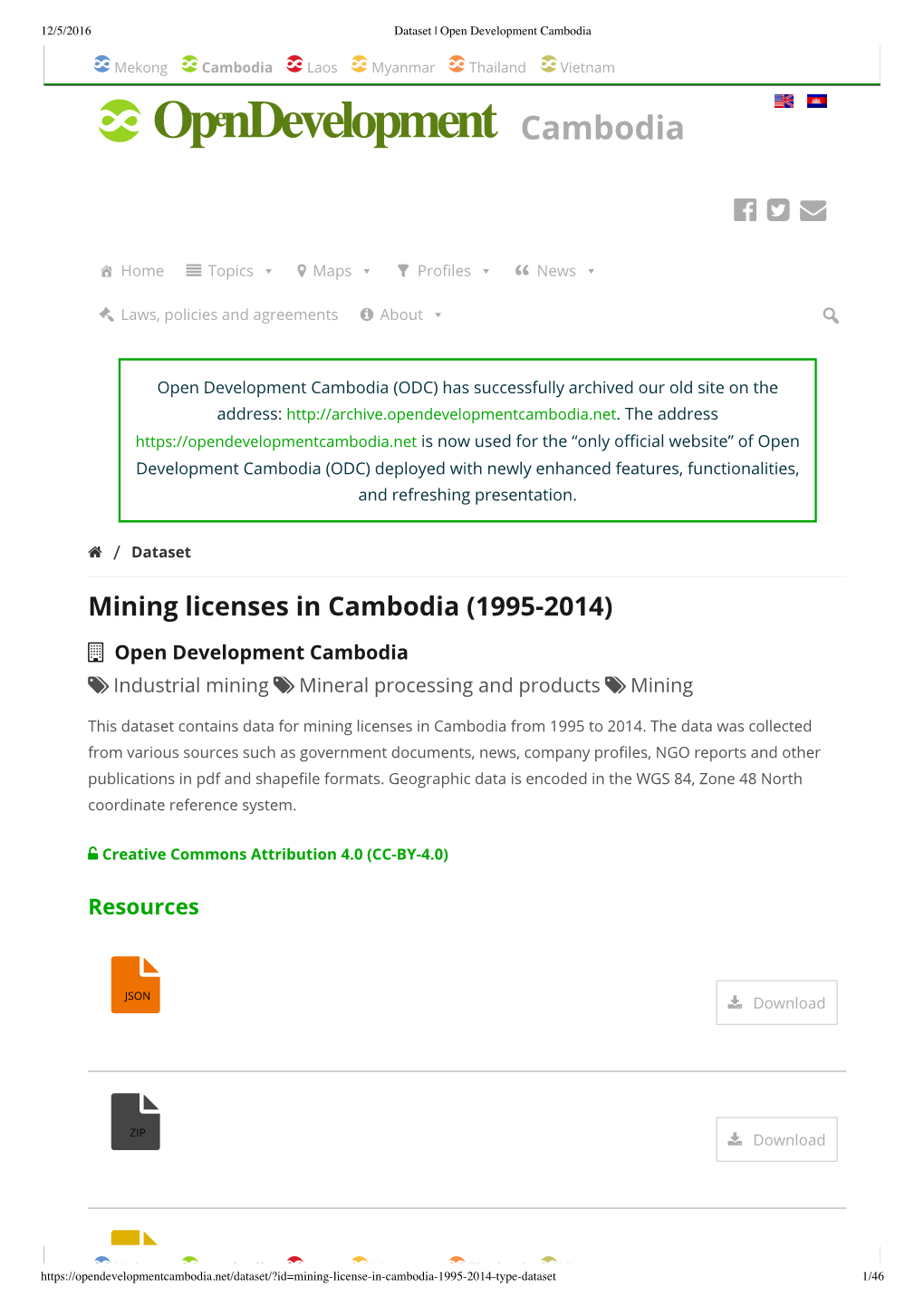 Mining Licenses in Cambodia (1995-2014)