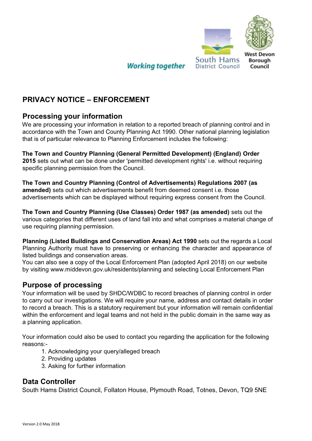 Planning Privacy Notice