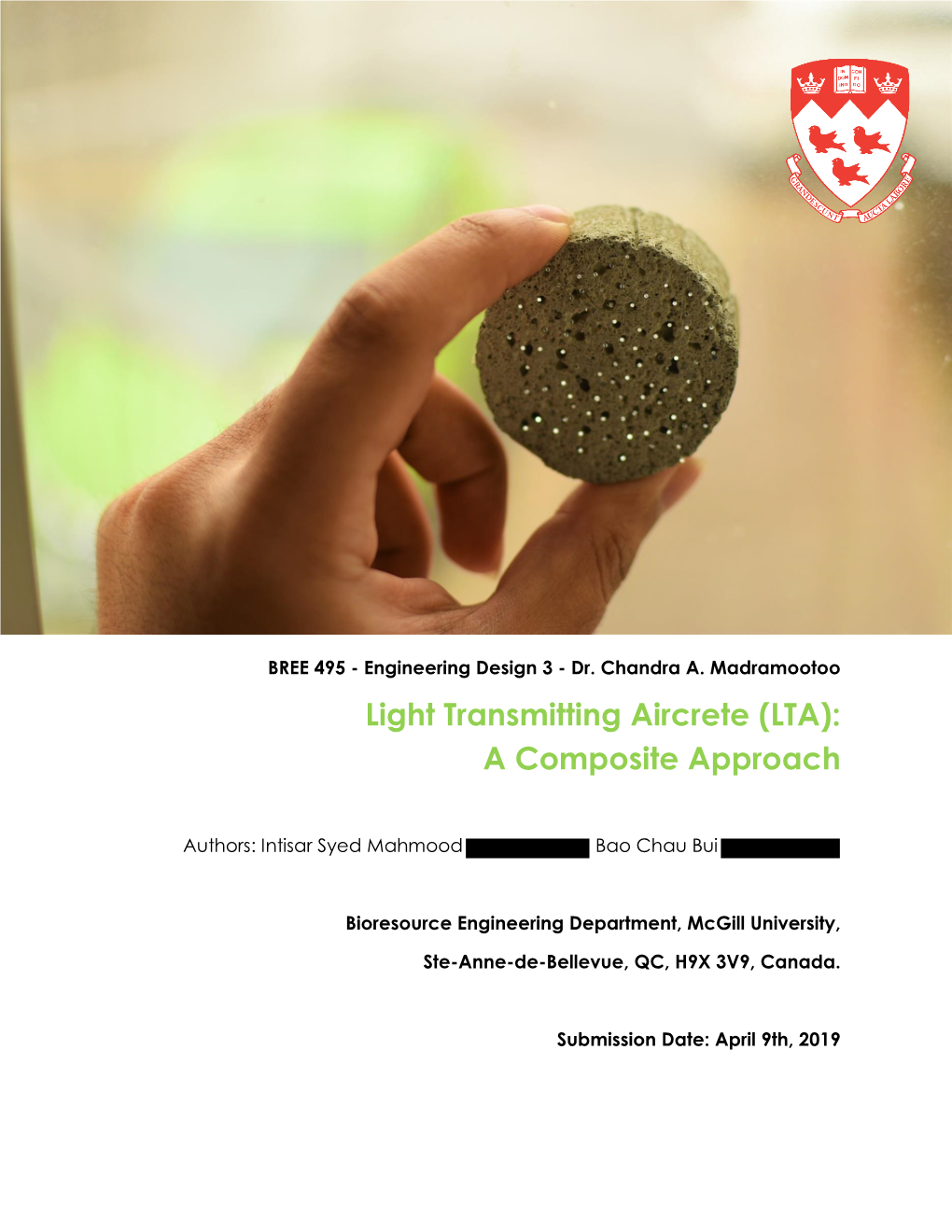 Light Transmitting Aircrete (LTA): a Composite Approach