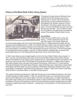 History of the Miami-Dade Public Library System