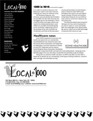 Healthcare News Jessica Stuart Local 1000 Is Pleased to Announce New Health Care Options for Our Membership