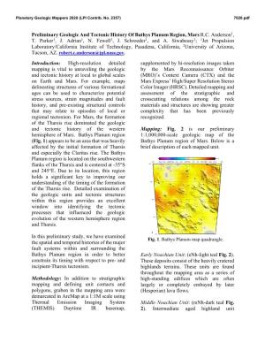 Preliminary Geologic and Tectonic History of Bathys Planum Region, Mars R.C