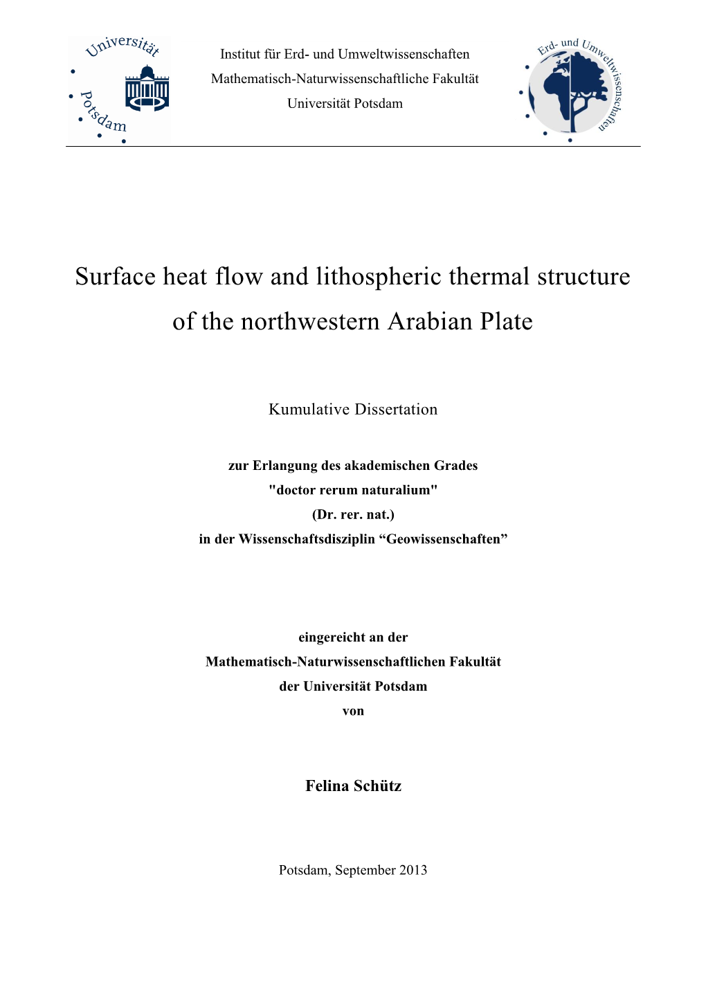 Surface Heat Flow and Lithospheric Thermal Structure of the Northwestern Arabian Plate