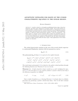 Asymptotic Estimates for Roots of the Cuboid Characteristic Equation in the Case of the Second Cuboid Conjecture, E-Print Arxiv:1505.00724 In