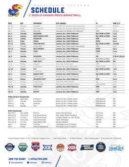 Schedule // 2020-21 Kansas Men’S Basketball