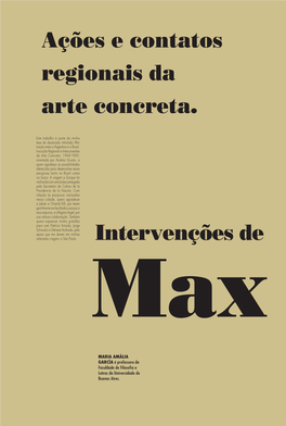 Ações E Contatos Regionais Da Arte Concreta. Intervenções De