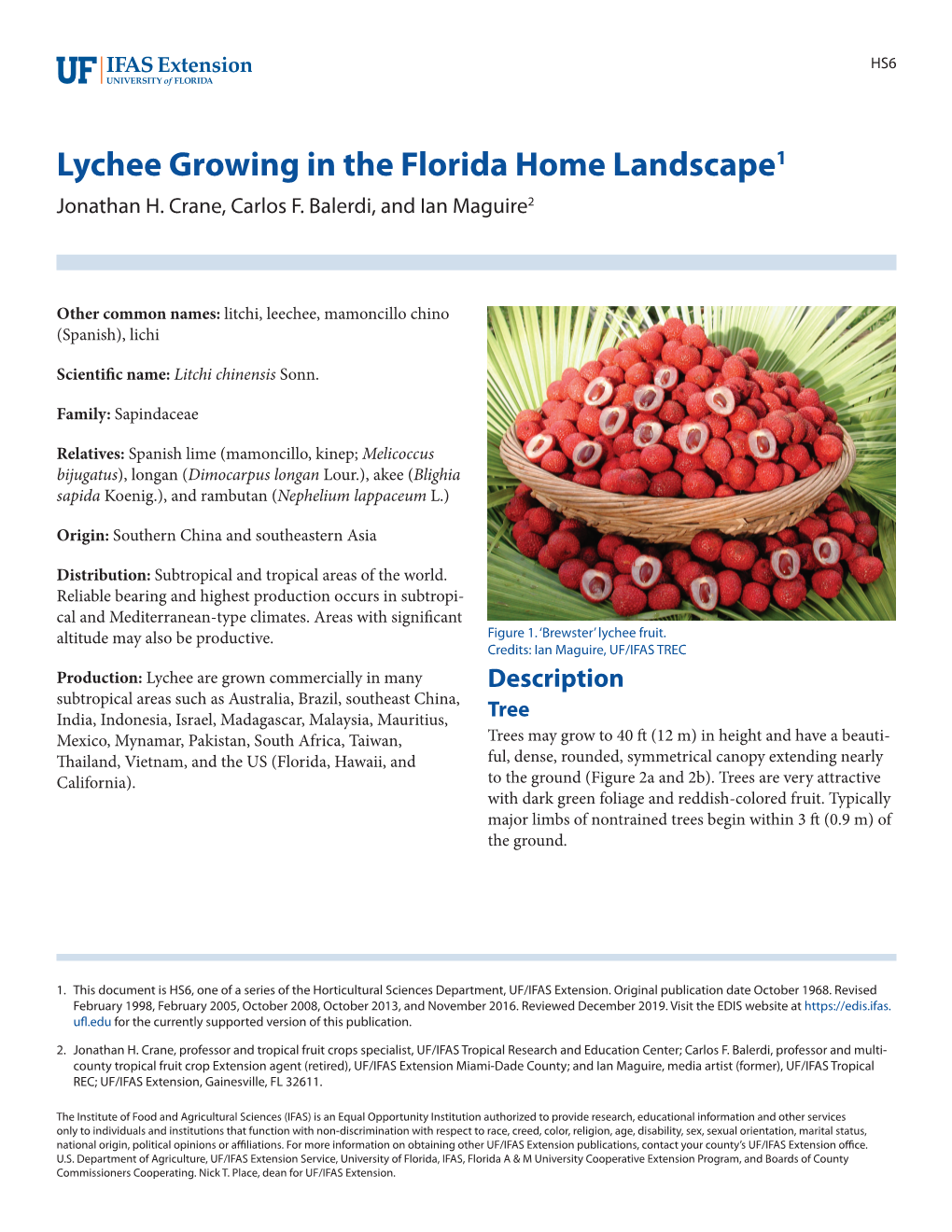 Lychee Growing in the Florida Home Landscape1 Jonathan H