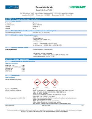 Boron Trichloride Safety Data Sheet