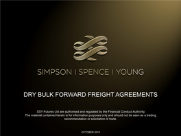 Dry Bulk Forward Freight Agreements