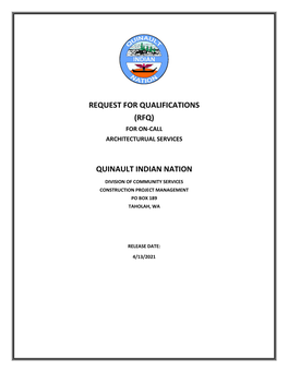 Request for Qualifications (Rfq) Quinault Indian Nation