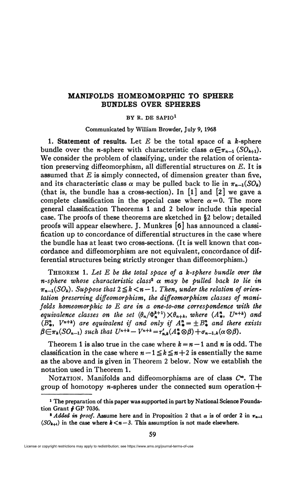 Manifolds Homeomorphic to Sphere Bundles Over Spheres