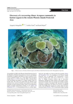 Discovery of a Recovering Climax Acropora Community in Kanton Lagoon in the Remote Phoenix Islands Protected Area