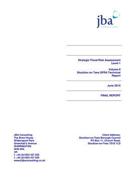 Strategic Flood Risk Assessment Level 1 Volume II Stockton on Tees SFRA Technical Report June 2010 FINAL REPORT
