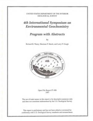 4Th International Sjl111posiuin on Environinental Geocheinistry