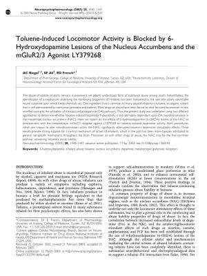 Hydroxydopamine Lesions of the Nucleus Accumbens and the Mglur2/3 Agonist LY379268