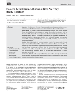 Isolated Fetal Cardiac Abnormalities: Are They Really Isolated?