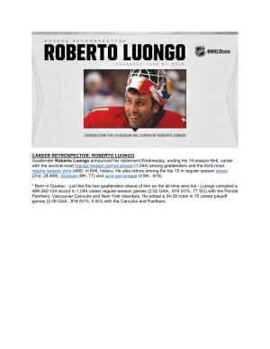 Career Retrospective: Roberto Luongo