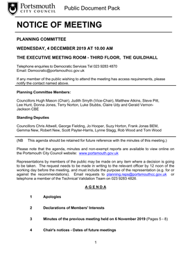 (Public Pack)Agenda Document for Planning Committee, 04/12/2019