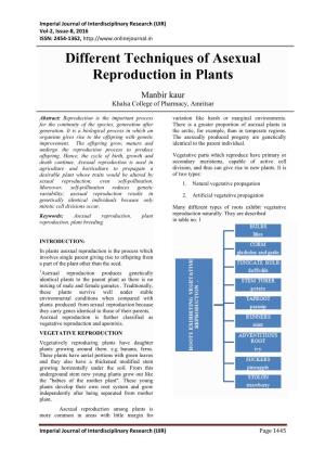 Different Techniques of Asexual Reproduction in Plants
