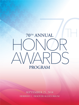 2018 70Th Annual Honor Awards Program Book