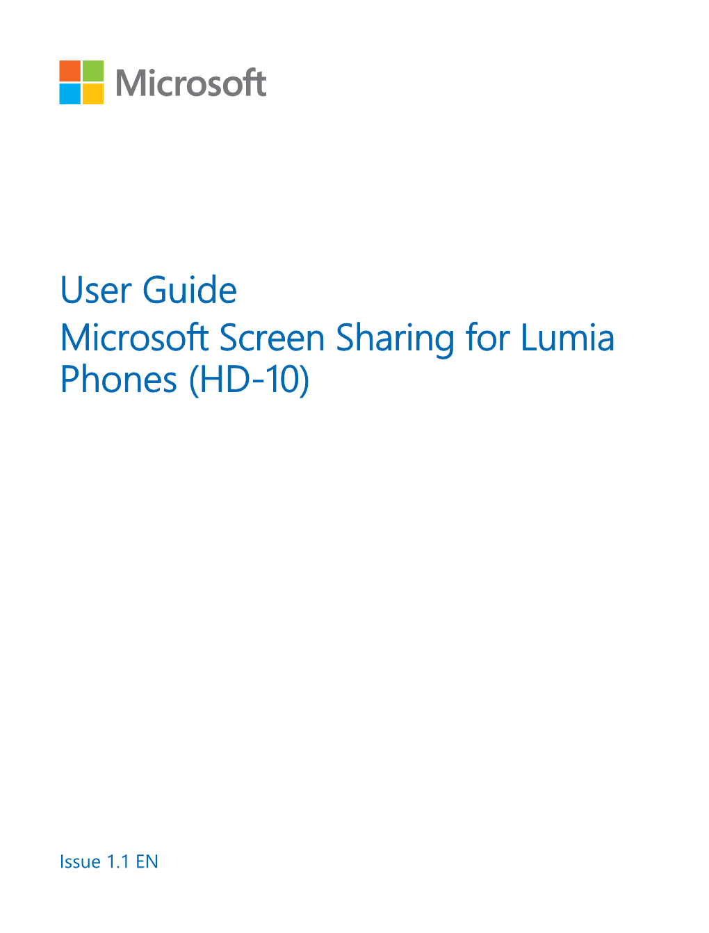 Microsoft Screen Sharing for Lumia Phones (HD-10) User Guide