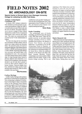 Field Notes 2002 Bc Archaeology On-Site