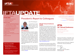 President's Report to Colleagues IFTA