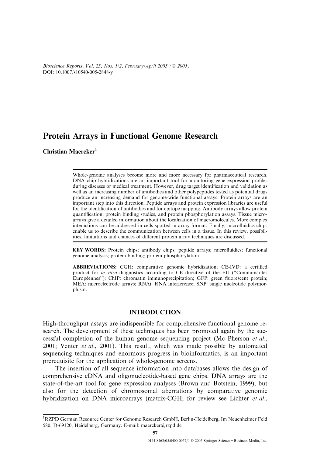 Protein Arrays in Functional Genome Research