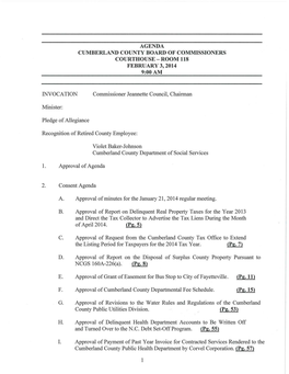 Agenda Cumberland County Board of Commissioners Courthouse- Room 118 February 3, 2014 9:00Am