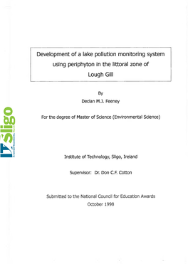 Development of a Lake Pollution Monitoring System Using Periphyton in the Littoral Zone of Lough Gill