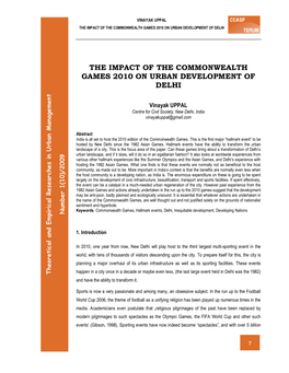 The Impact of the Commonwealth Games 2010 on Urban Development of Delhi
