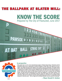 KNOW the SCORE Prepared by the City of Pawtucket, June 2017