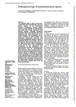 Pathophysiology Ofhemimasticatory Spasm 45