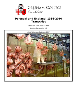 Portugal and England, 1386-2010 Transcript