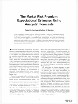 The Market Risk Premium: Expectational Estimates Using Analysts' Forecasts