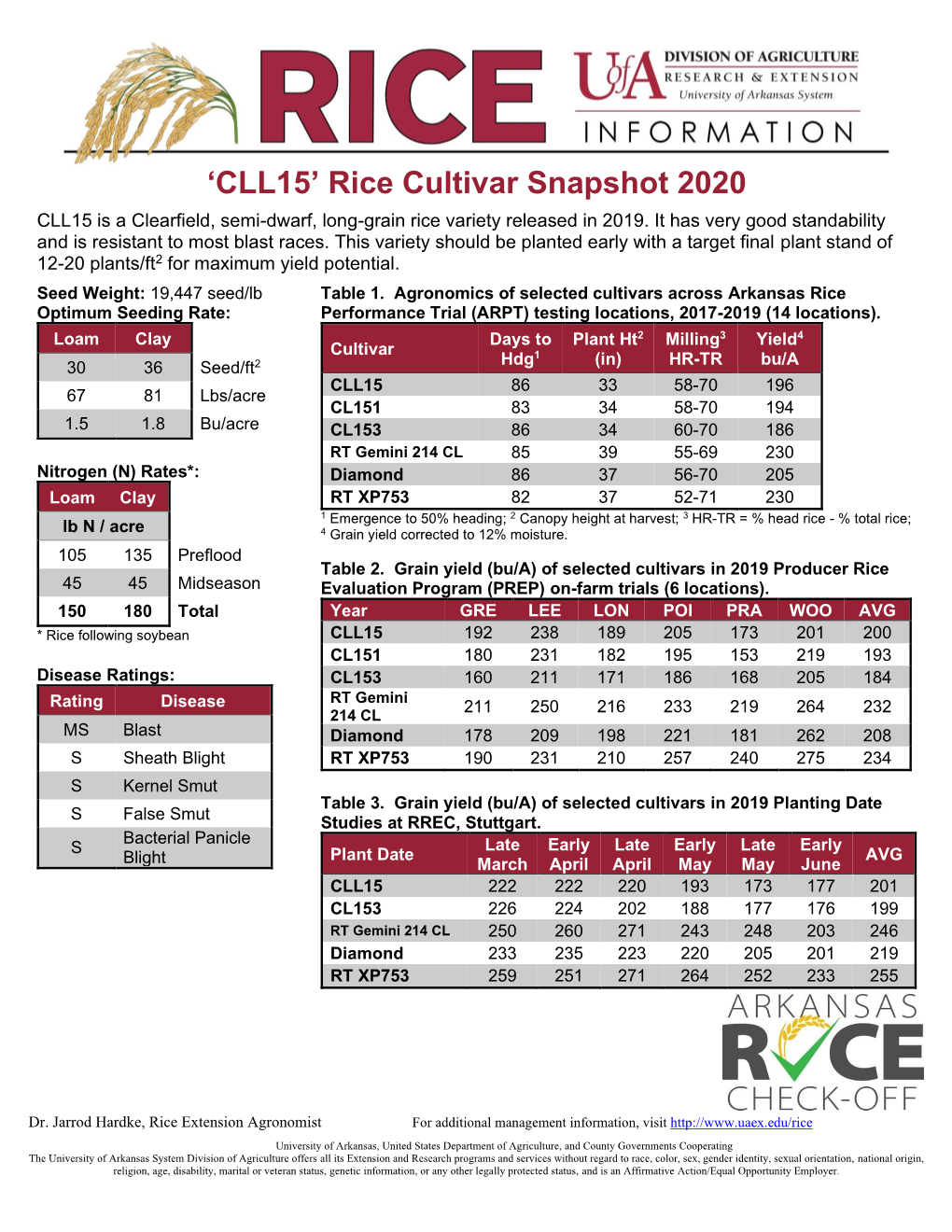 'CLL15' Rice Cultivar