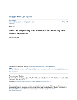 Silent Lay Judges—Why Their Influence in the Community Falls