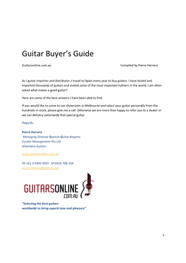 Guitar Buyer's Guide