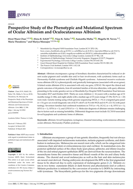 Prospective Study of the Phenotypic and Mutational Spectrum of Ocular Albinism and Oculocutaneous Albinism