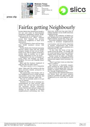 Fairfax Getting Neighbourly