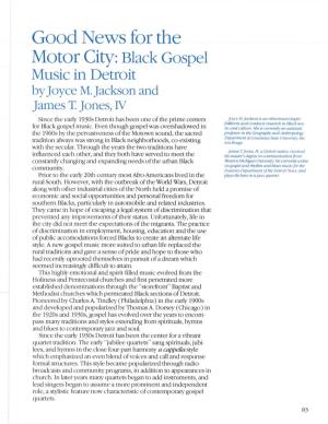 Good News for the Motor City: Black Gospel Music in Detroit by Joyce M