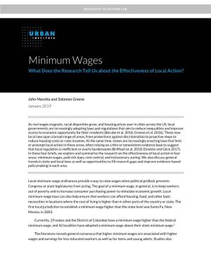 Minimum Wages What Does the Research Tell Us About the Effectiveness of Local Action?