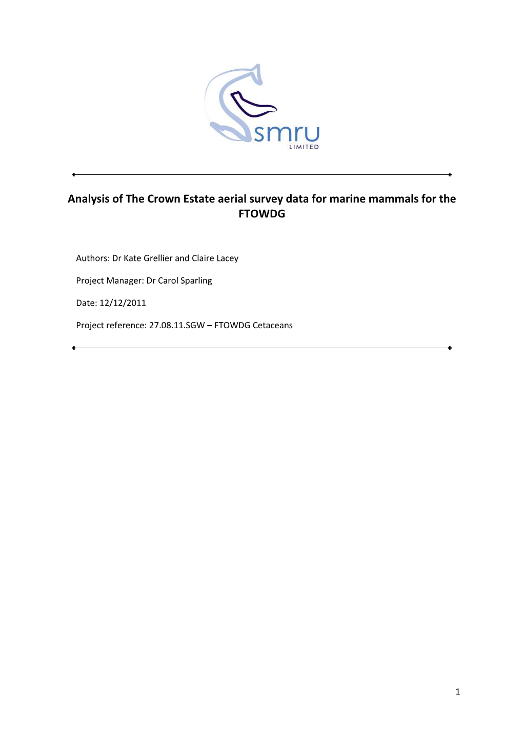 Analysis of the Crown Estate Aerial Survey Data for Marine Mammals for the FTOWDG