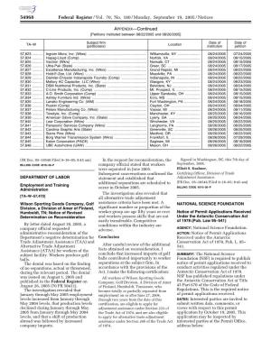 Federal Register/Vol. 70, No. 180/Monday, September 19, 2005