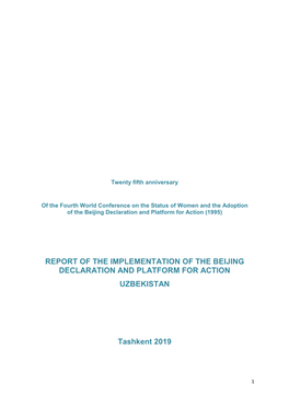 Report of the Implementation of the Beijing Declaration and Platform for Action Uzbekistan