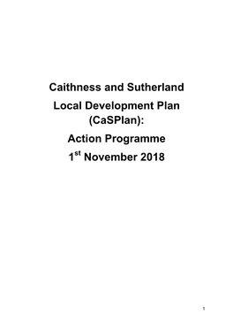 (Casplan): Action Programme 1 November 2018