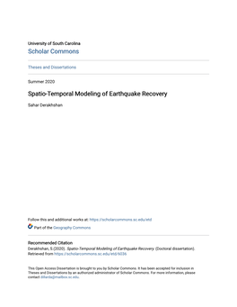 Spatio-Temporal Modeling of Earthquake Recovery